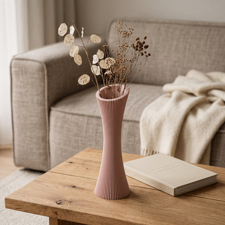 Talin - Gegroefde Taps Geribbeld Moderne Vaas — sfeer (bloesem)
