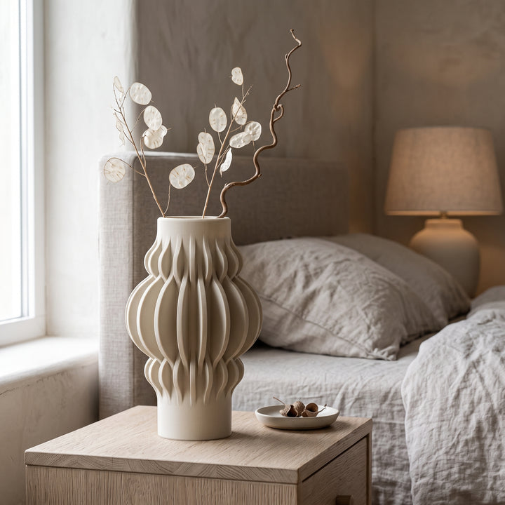 Vesper - Golvend Sculpturale Moderne Vaas — sfeer (creme)