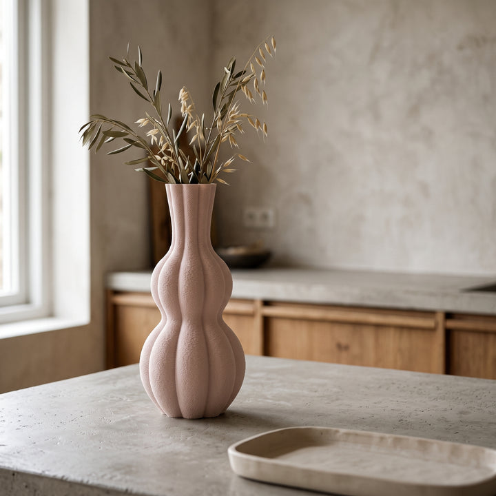 Ember - Geribbelde Organische Sculpturale Vaas — sfeer (bloesem)