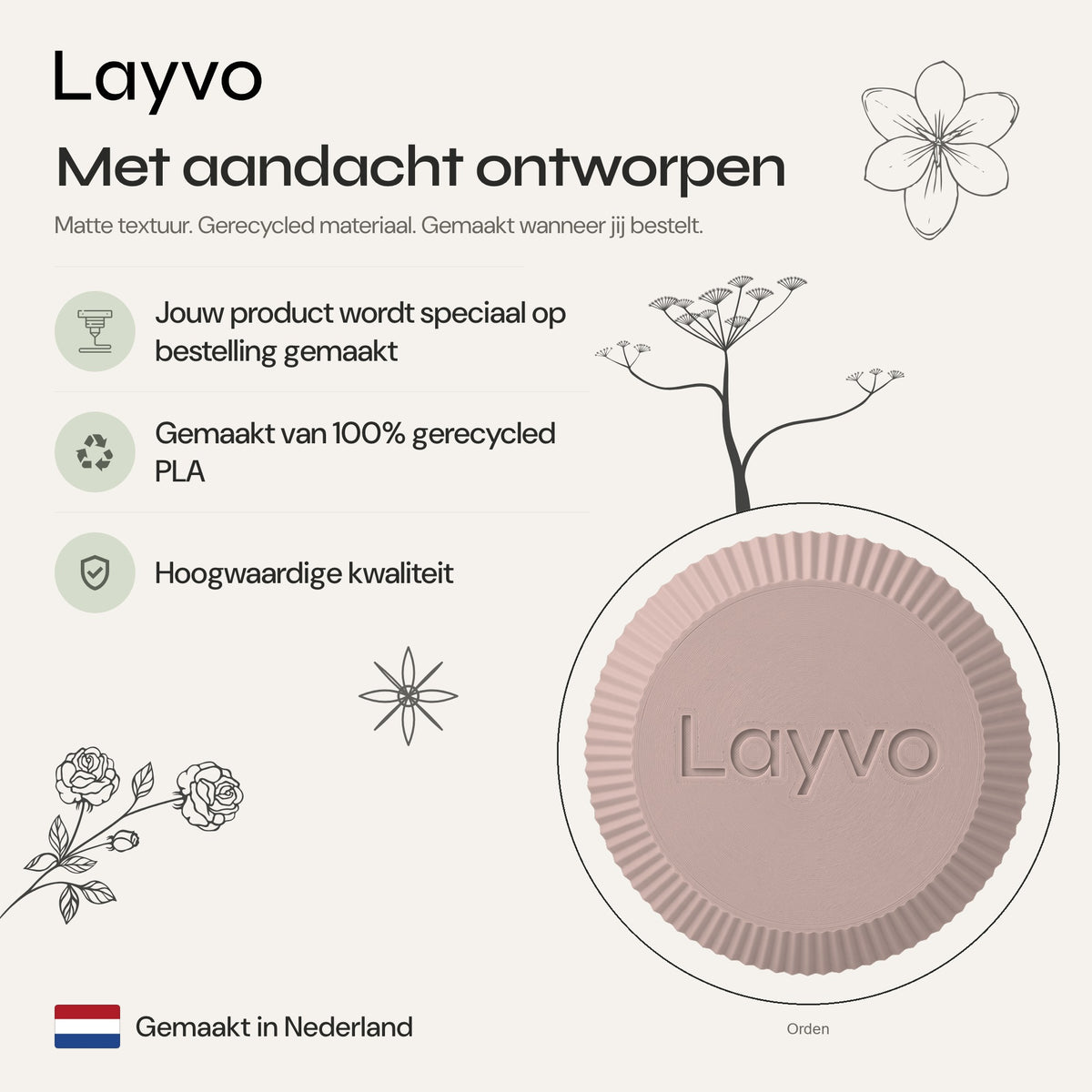 Orden - Gefacetteerde Geribbelde Geometrische Design Vaas — verhaal (bloesem)