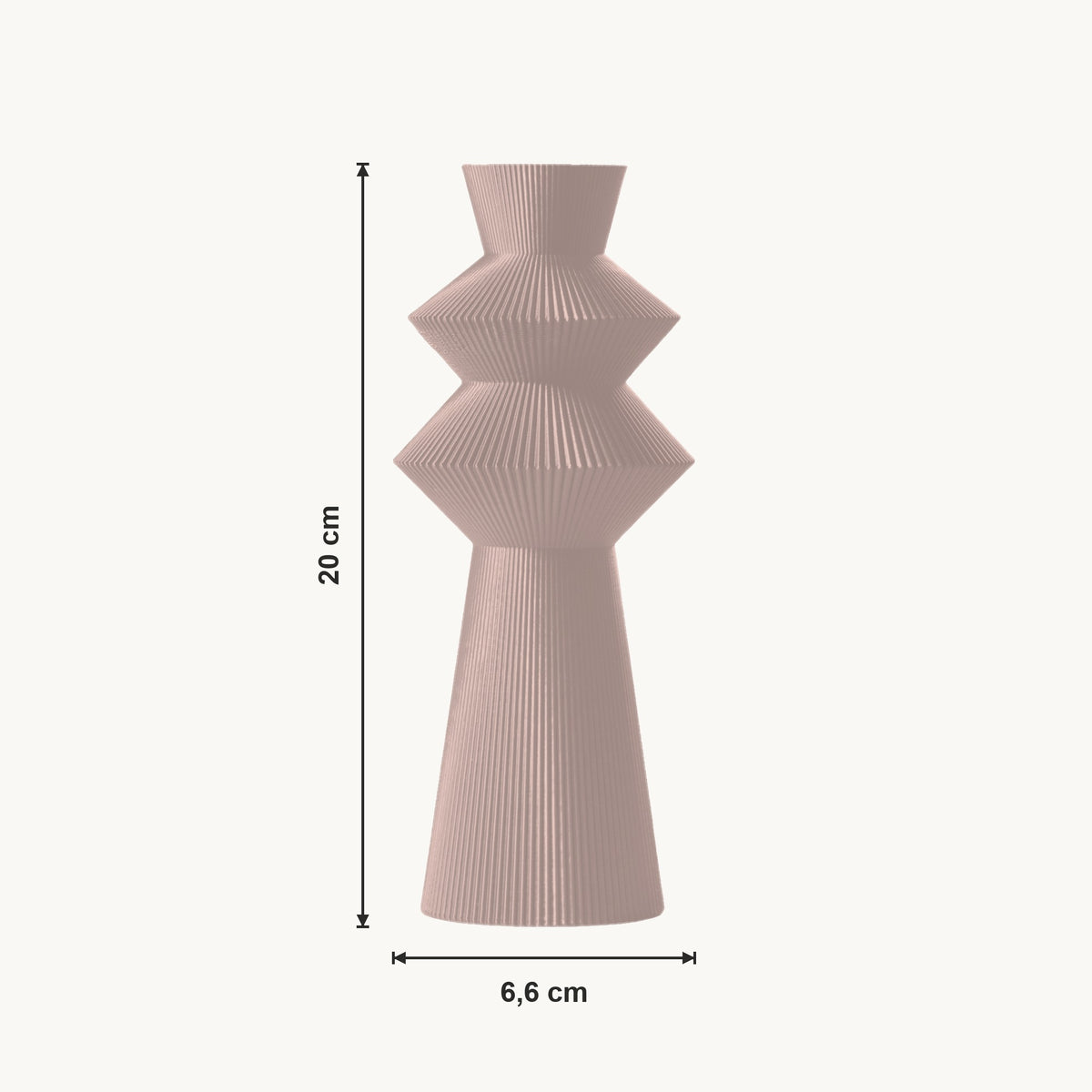 Neron - Gefacetteerde Geribbelde Geometrische Vaas — maat (bloesem-20cm)