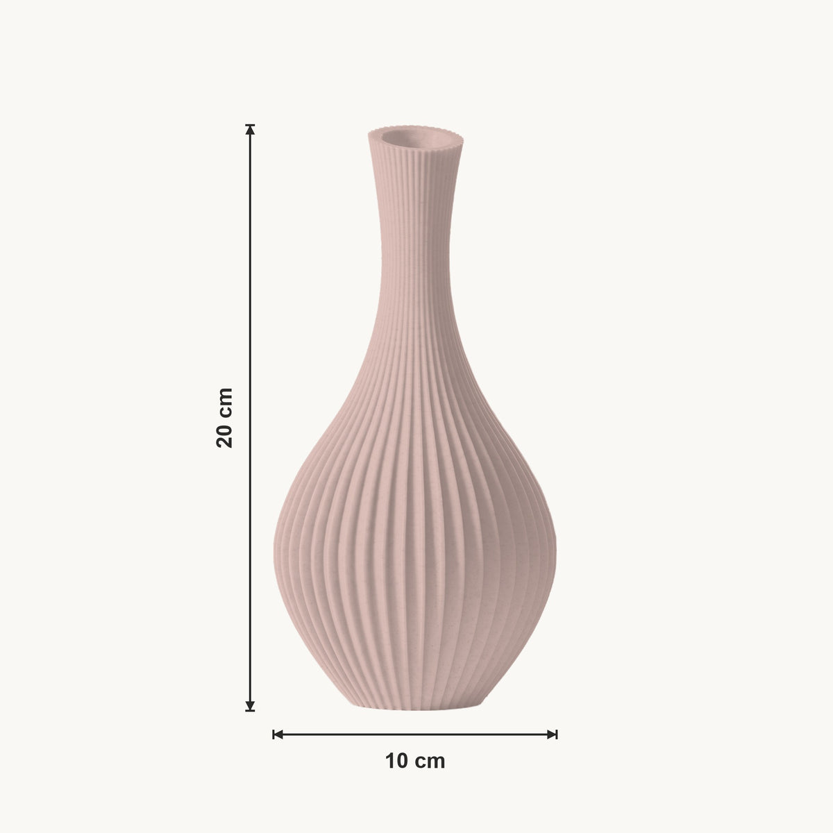 Elori - Gegroefde Taps Toelopende Organische Vaas — maat (bloesem-20cm)