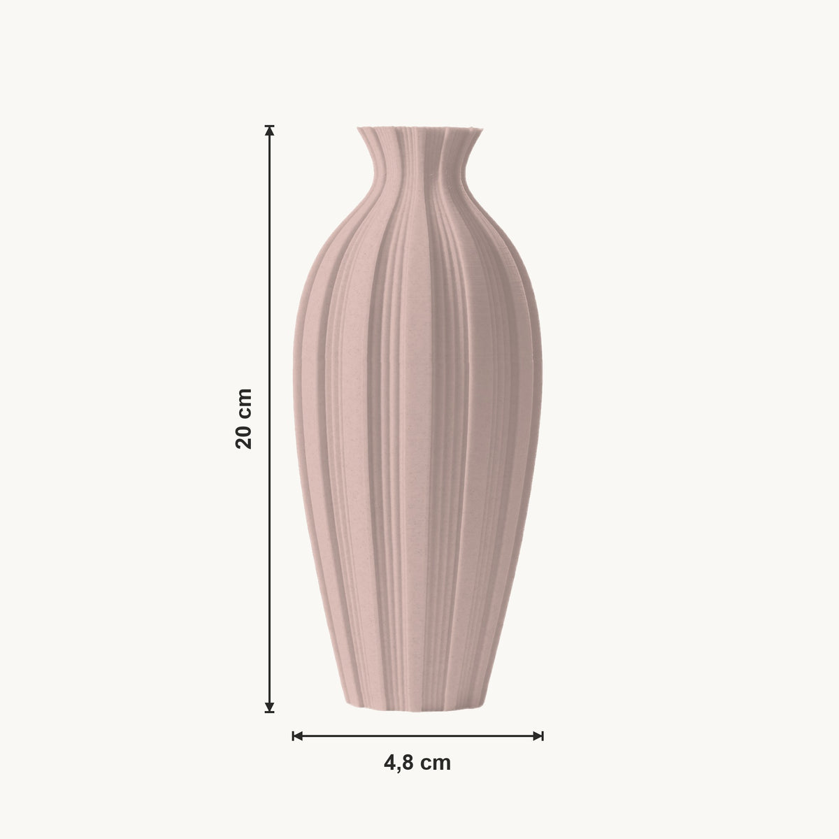 Soren - Geribbelde Taps Toelopende Moderne Vaas — maat (bloesem-20cm)