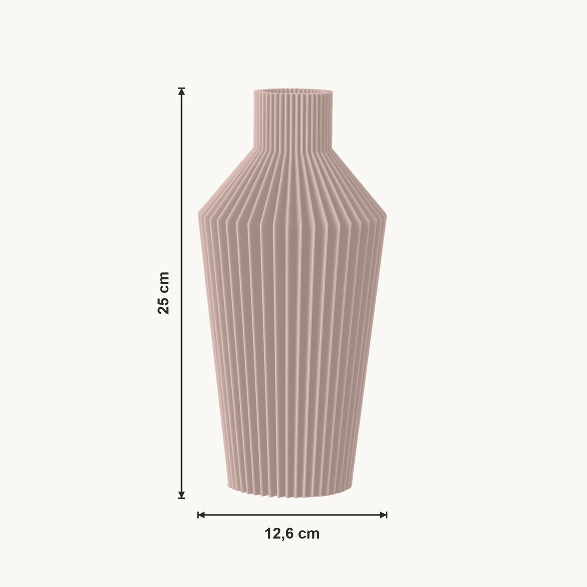 Nylas - Ronde Geribbelde Taps Toelopende Moderne Vaas — maat (bloesem-25cm)