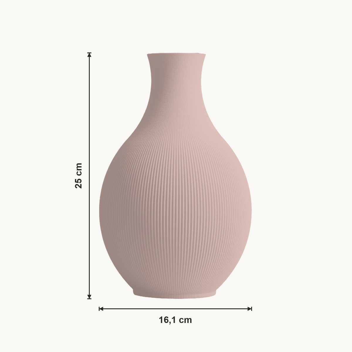 Lyric - Verticaal Ribbelig Boller Minimalistische Vaas — maat (bloesem-25cm)