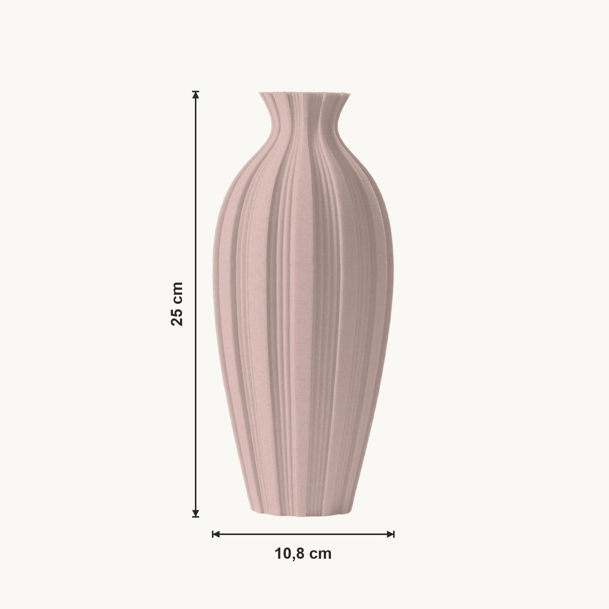 Soren - Geribbelde Taps Toelopende Moderne Vaas — maat (bloesem-25cm)