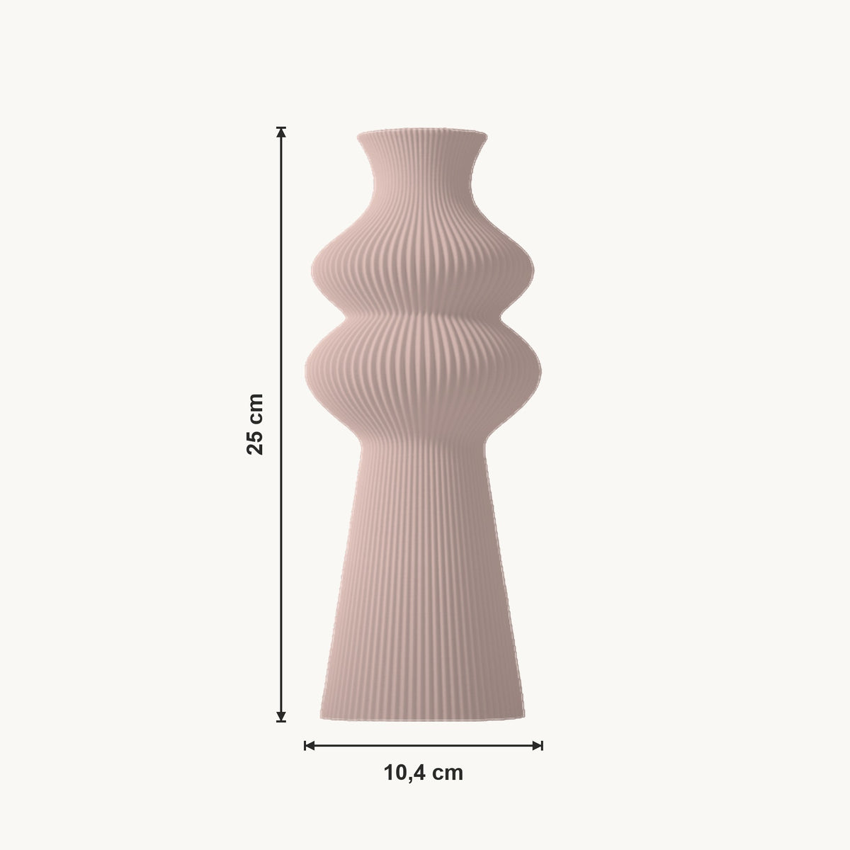 Merit - Gegroefde Tapse Dubbelbollige Moderne Vaas — maat (bloesem-25cm)