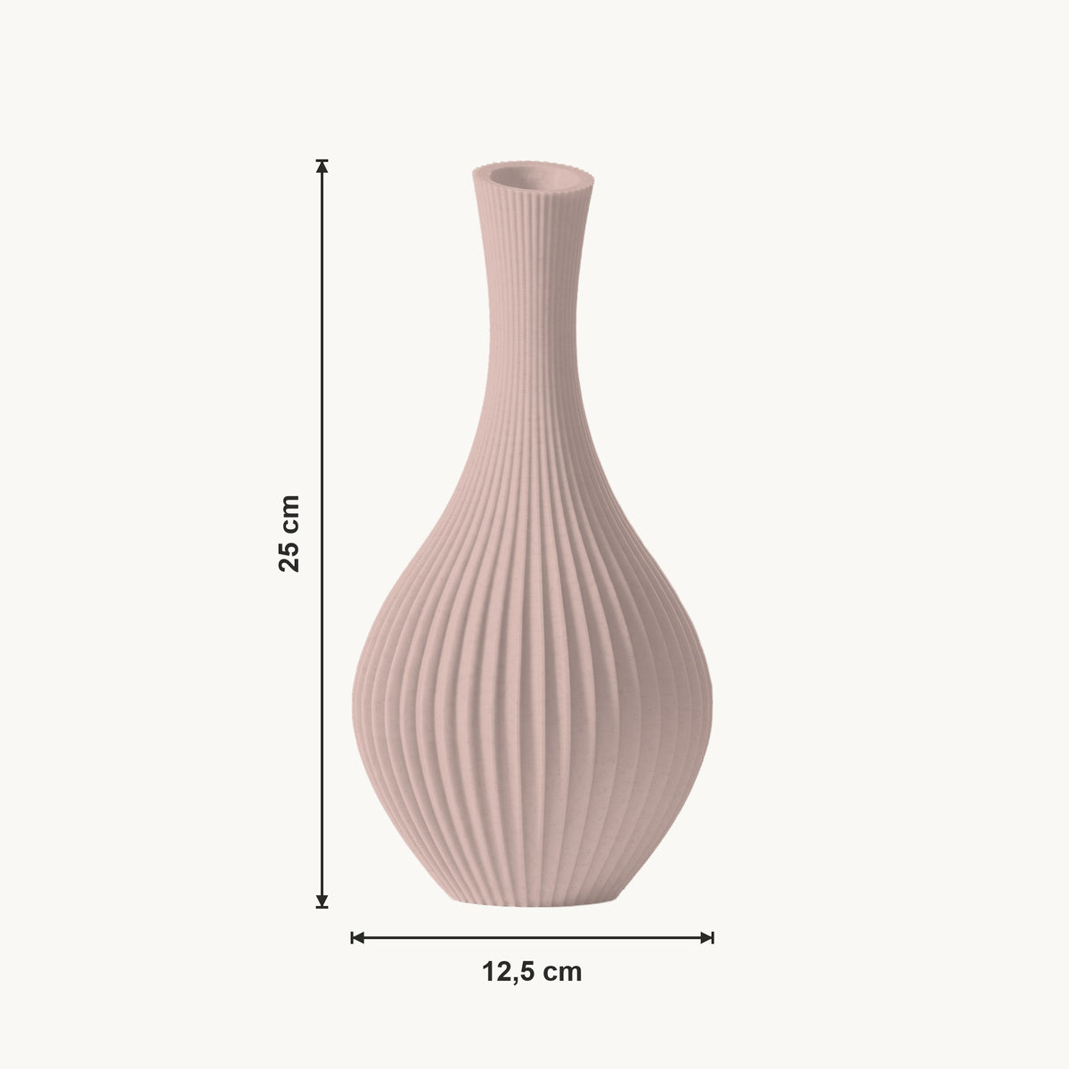 Elori - Gegroefde Taps Toelopende Organische Vaas — maat (bloesem-25cm)