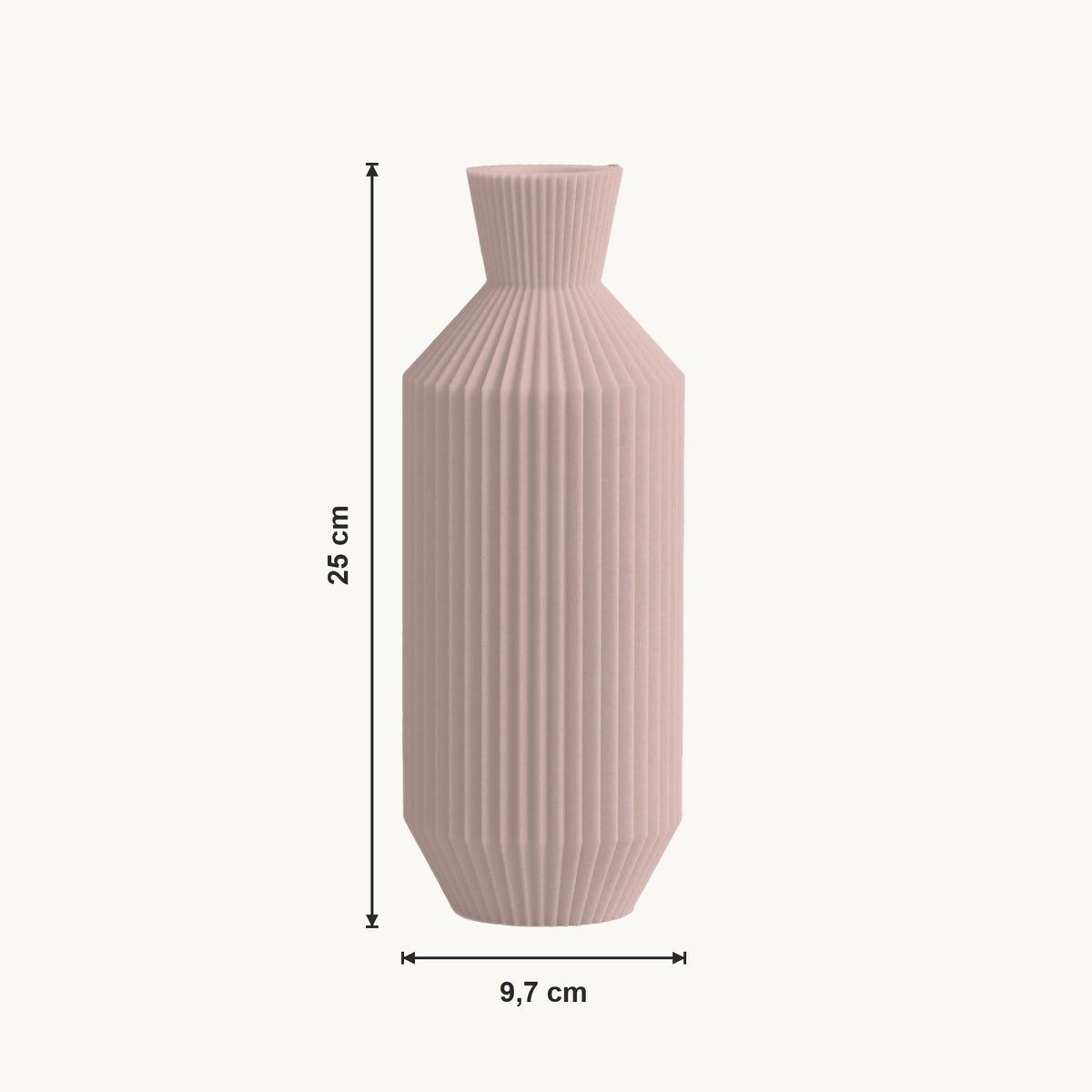 Beryl - Gegroefde Taps Toelopende Minimalistische Vaas — maat (bloesem-25cm)