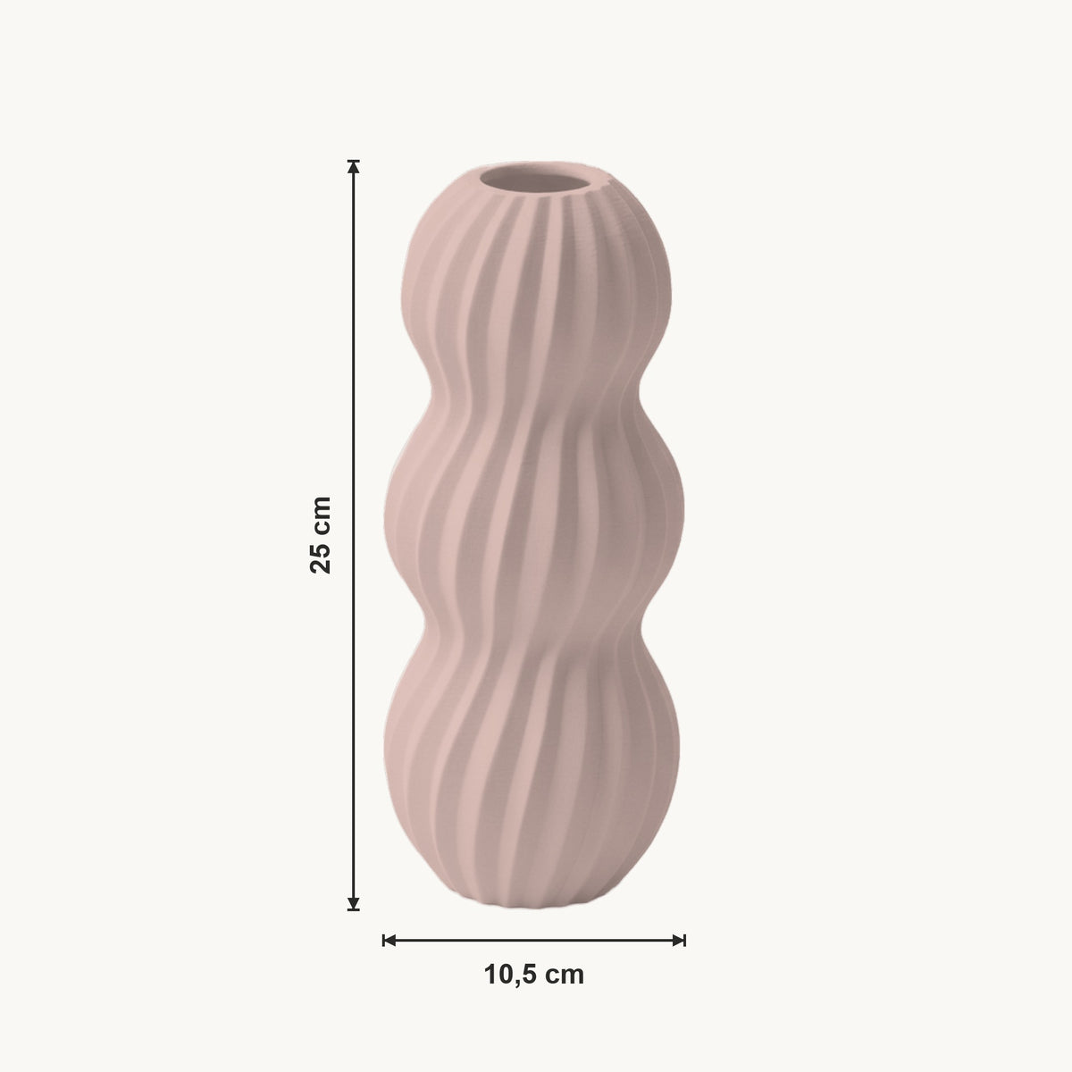 Runa - Golvend Geribbelde Organische Vaas — maat (bloesem-25cm)