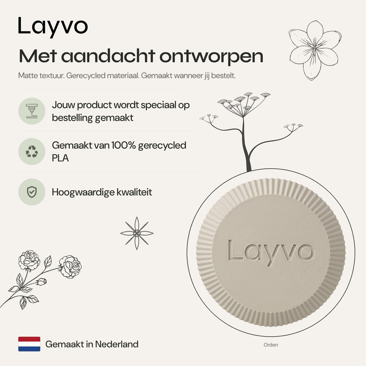 Orden - Gefacetteerde Geribbelde Geometrische Design Vaas — verhaal (creme)