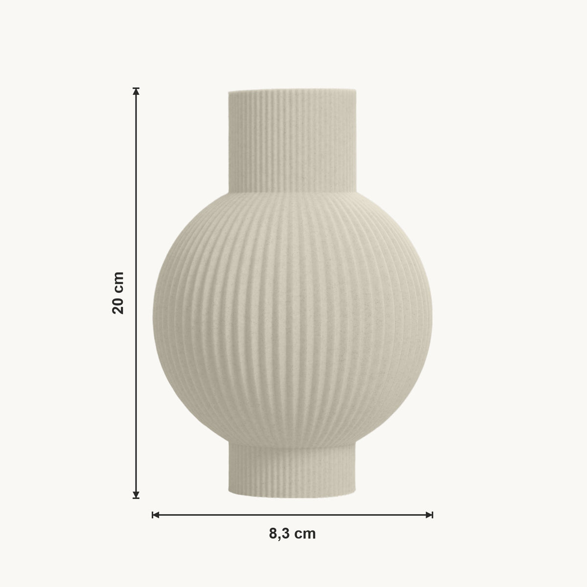 Varen - Geribbelde Bolle Minimalistische Moderne Vaas — maat (creme-20cm)
