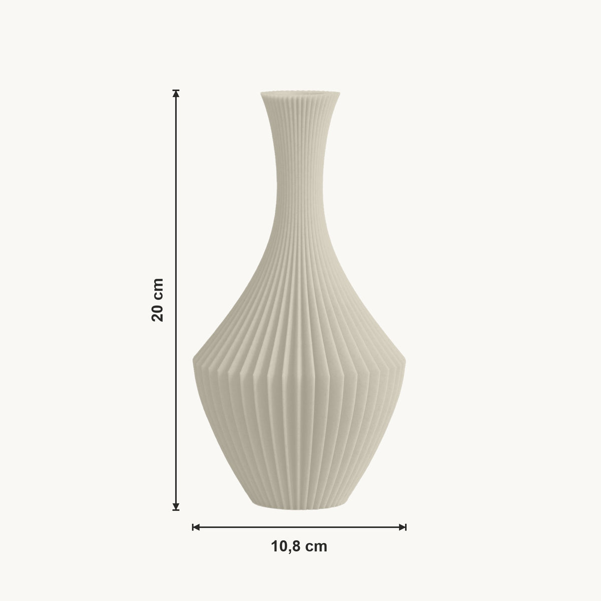 Nava - Gefacetteerde Symmetrische Sculpturale Vaas — maat (creme-20cm)