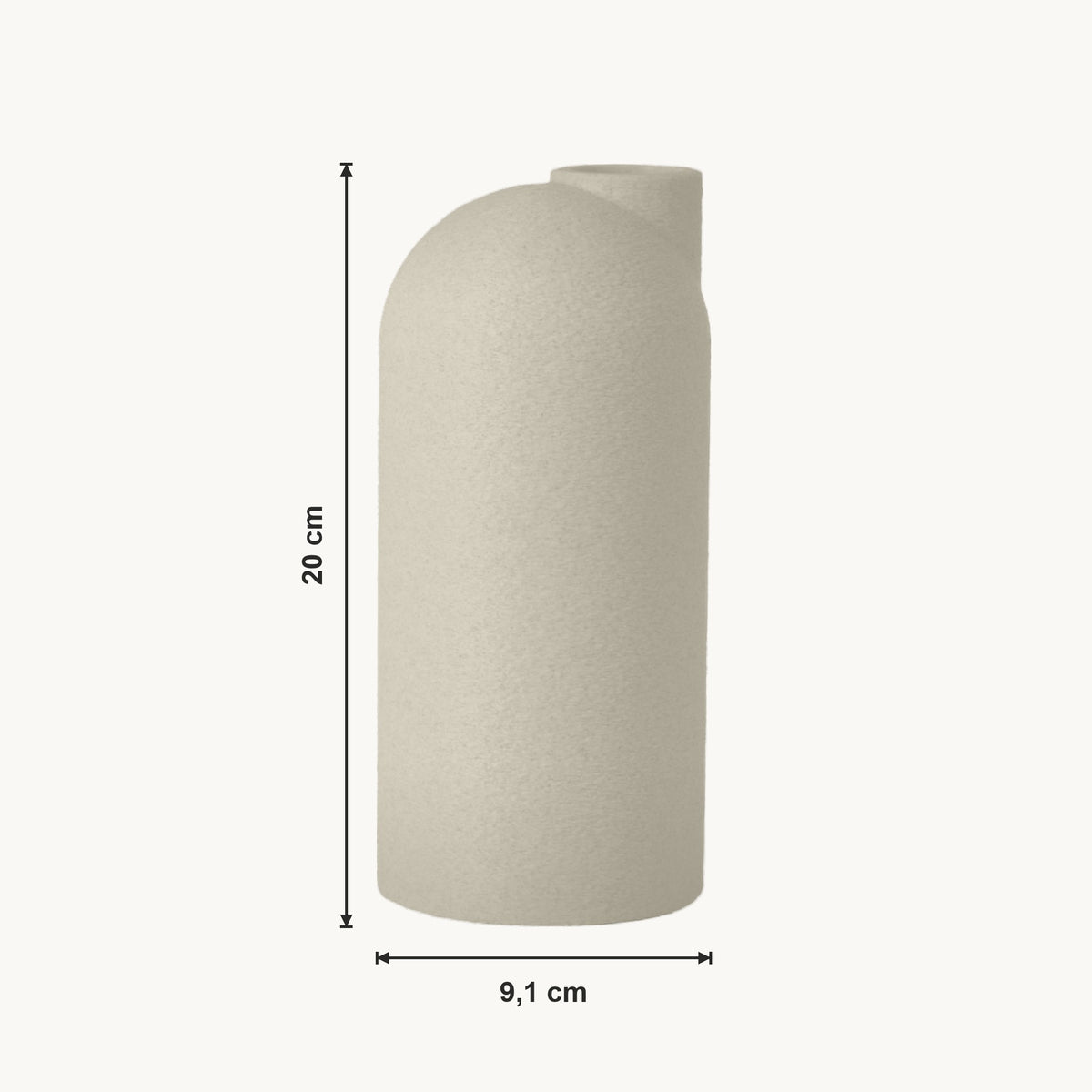 Liora - Gegroefde Asymmetrische Minimalistische Vaas — maat (creme-20cm)