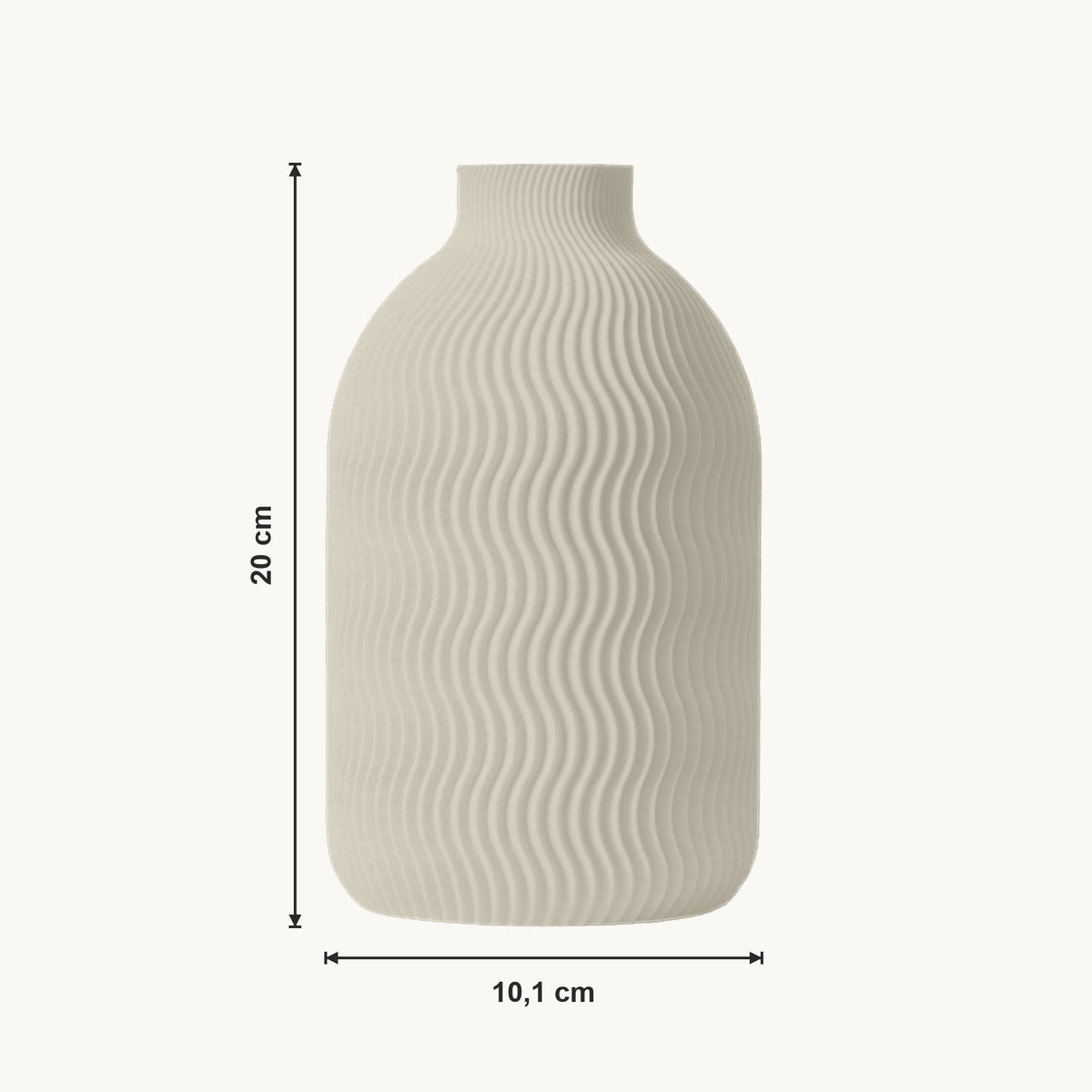 Solis - Golvende Ribbelige Sculpturale Vaas — maat (creme-20cm)