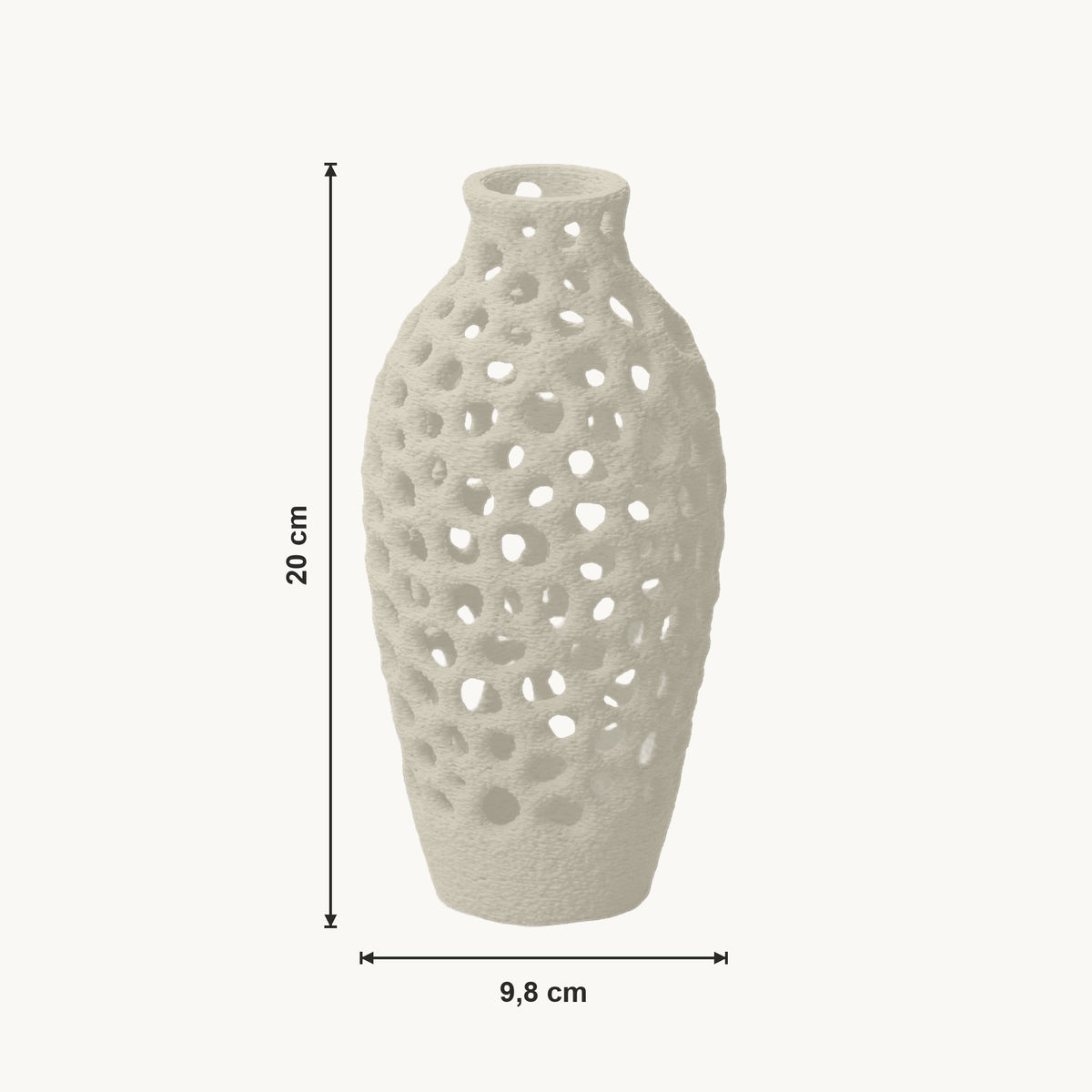 Ulani - Geperforeerde Organische Sculpturale Vaas — maat (creme-20cm)