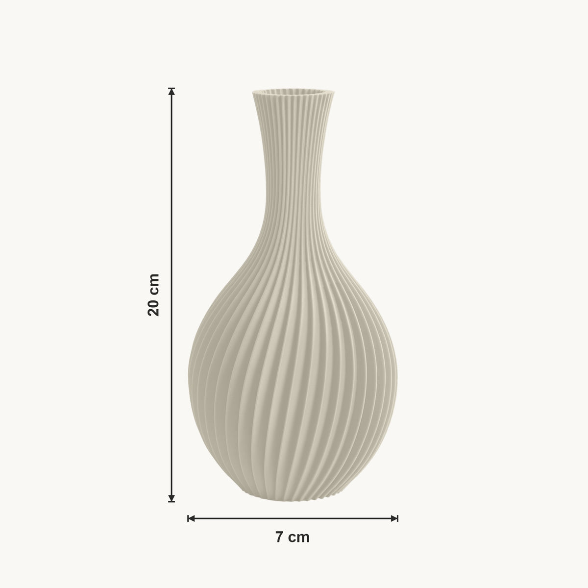 Iris - Spiraal Geribbelde Sculpturale Vaas — maat (creme-20cm)