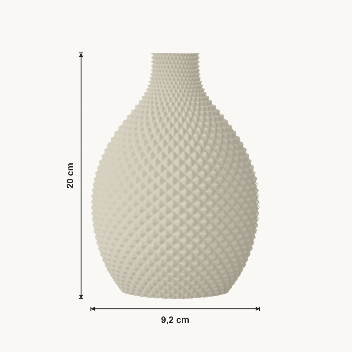 Tessa - Facetrijke Bolle Sculpturale Vaas — maat (creme-20cm)