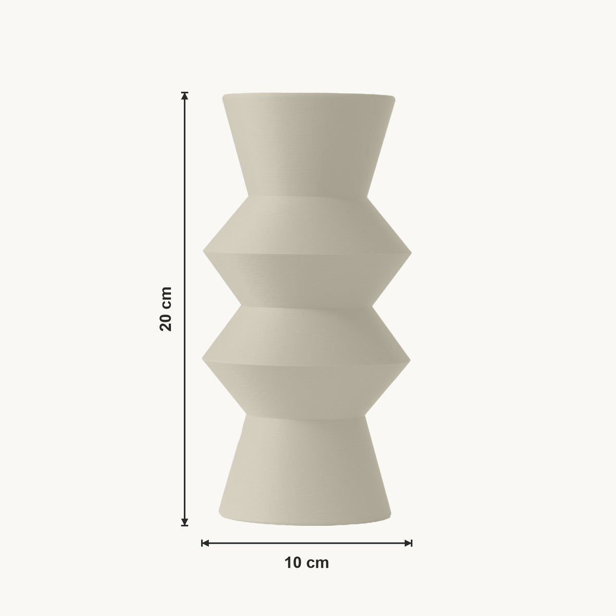 Quill - Horizontaal Geribbelde Gestapelde Geometrische Moderne Vaas — maat (creme-20cm)