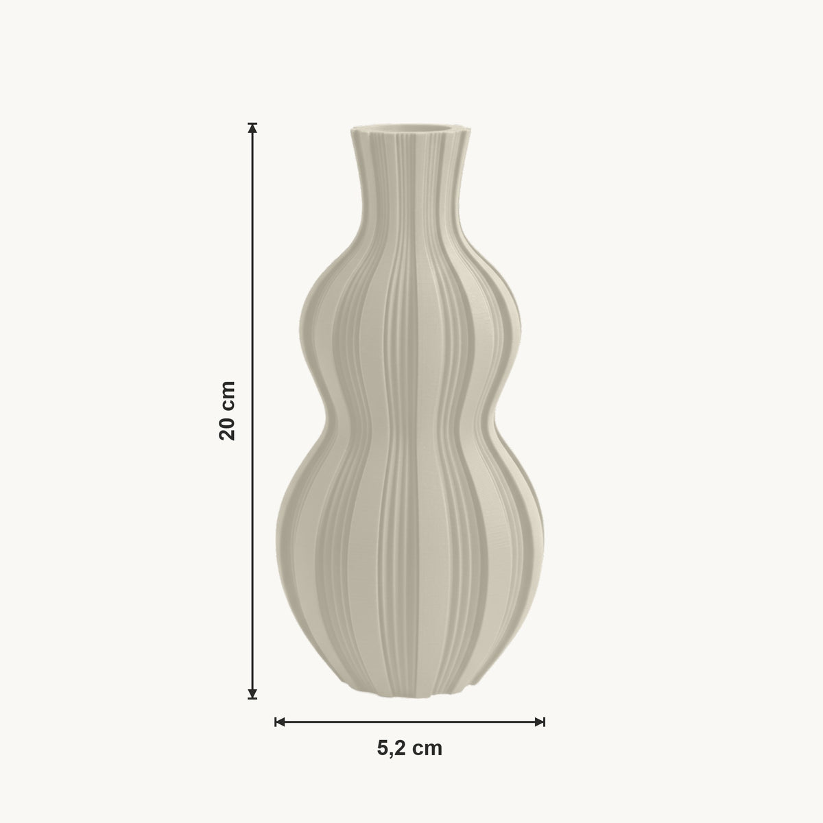 Jorik - Golvend Geribbeld Silhouet Moderne Vaas — maat (creme-20cm)