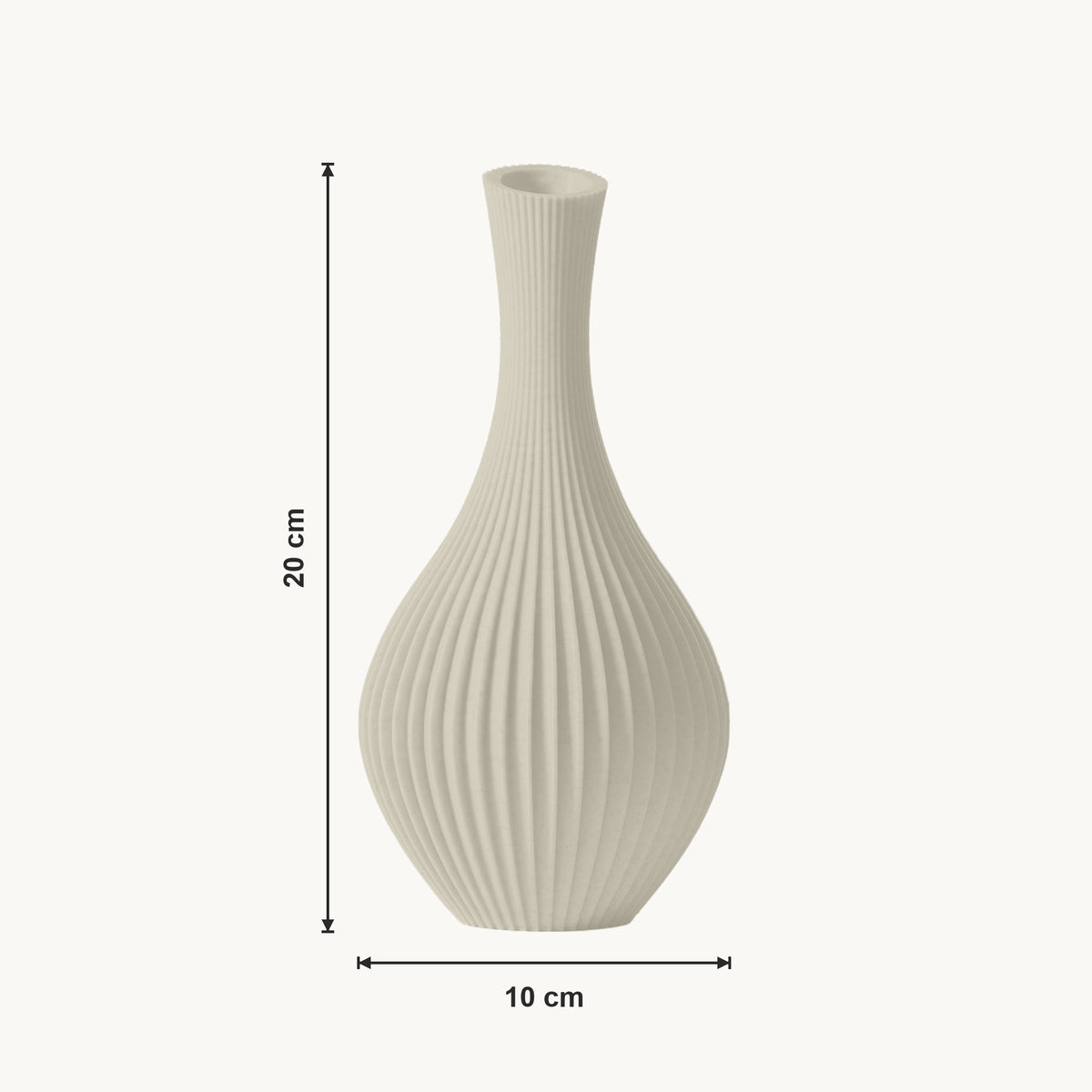 Elori - Gegroefde Taps Toelopende Organische Vaas — maat (creme-20cm)