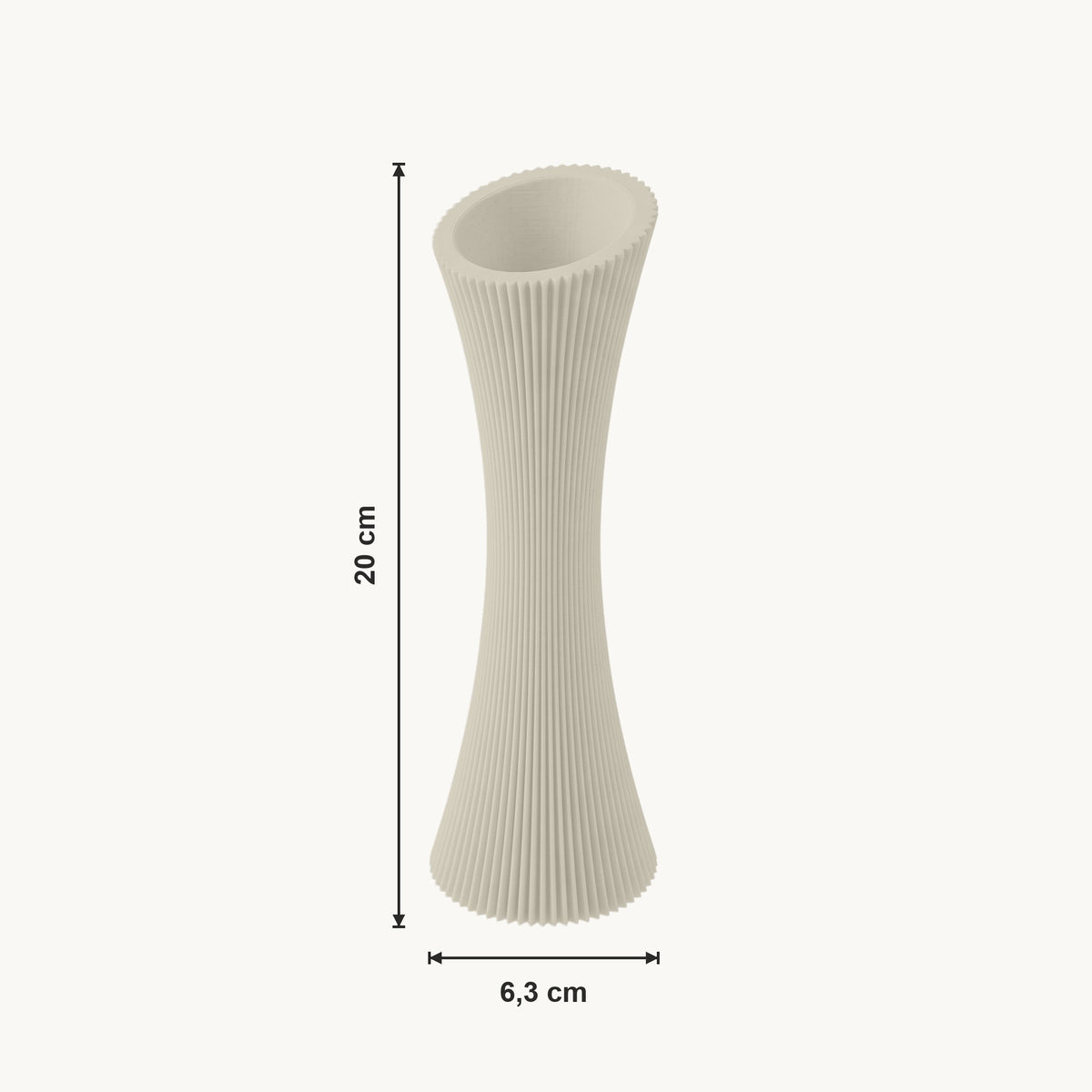 Talin - Gegroefde Taps Geribbeld Moderne Vaas — maat (creme-20cm)