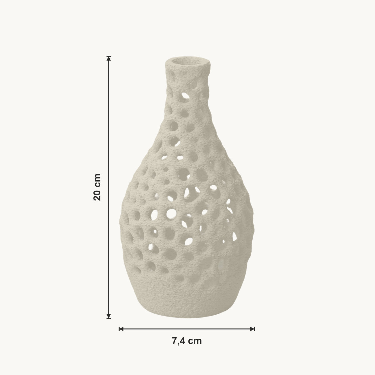 Celso - Geperforeerde Organische Sculpturale Vaas — maat (creme-20cm)