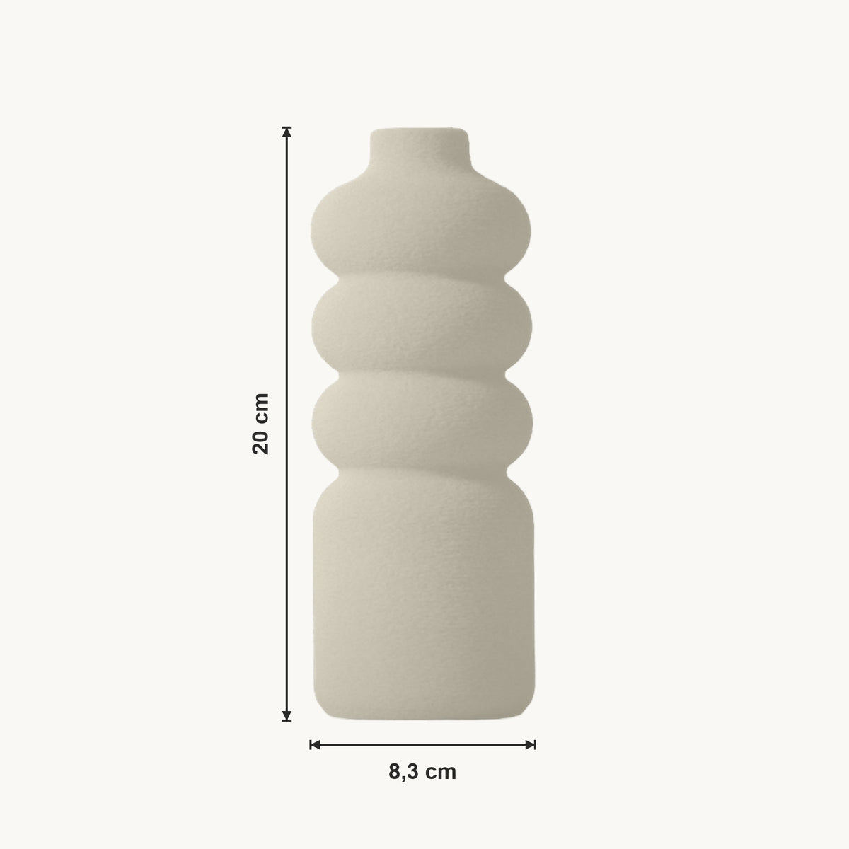 Lenox - Gestapelde Bolvormige Organische Vaas — maat (creme-20cm)
