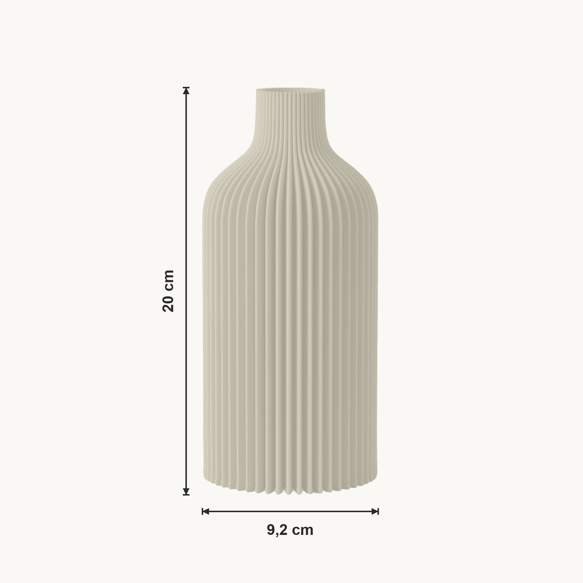 Evren - Verticaal Geribbelde Organische Vaas — maat (creme-20cm)