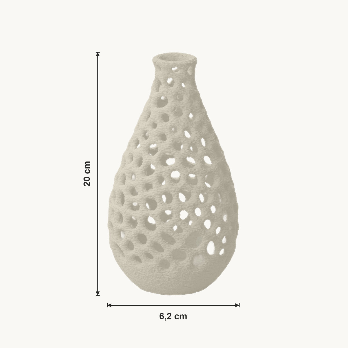 Liva - Geperforeerde Organische Sculpturale Vaas — maat (creme-20cm)
