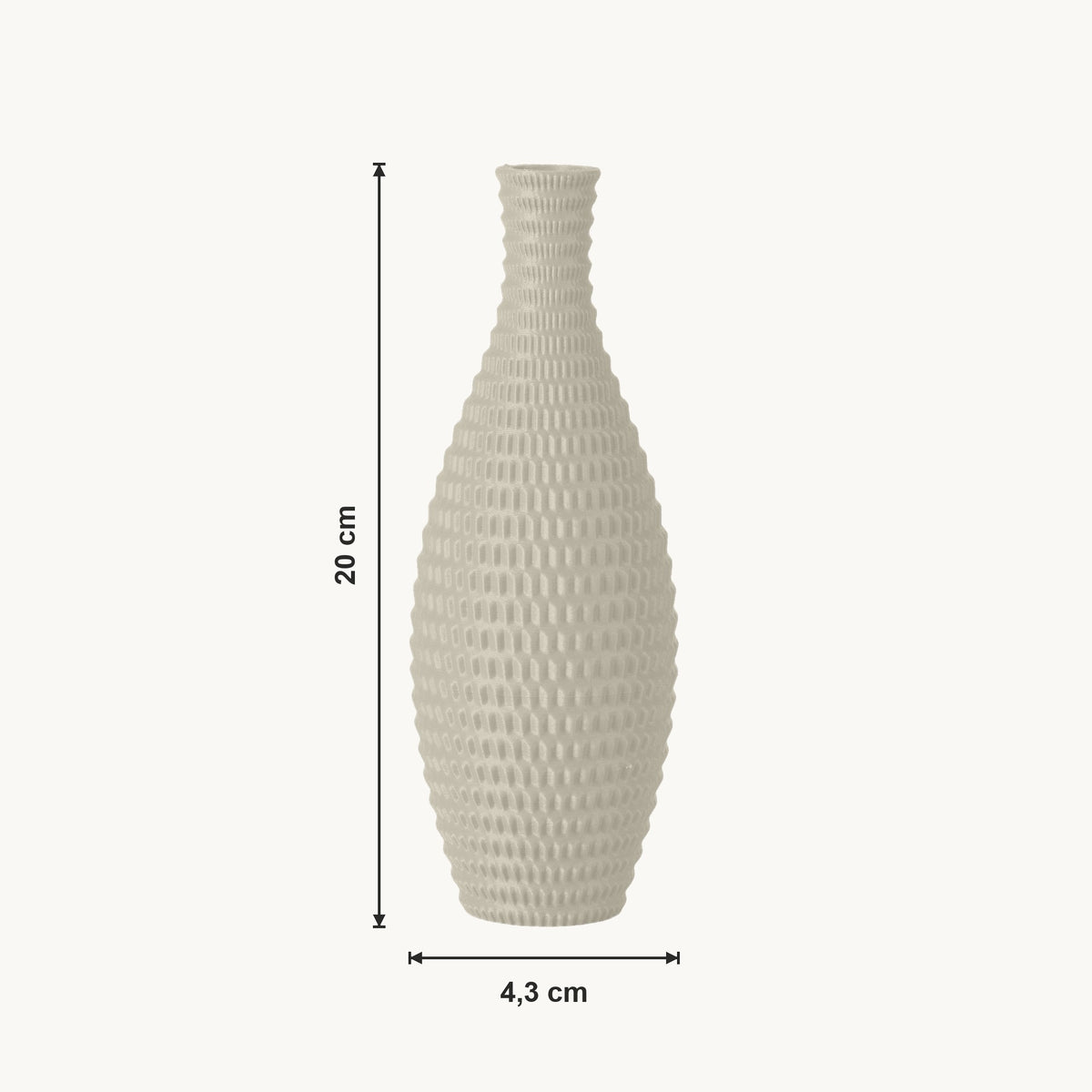 Bronte - Conisch Taps Geribbelde Moderne Vaas — maat (creme-20cm)