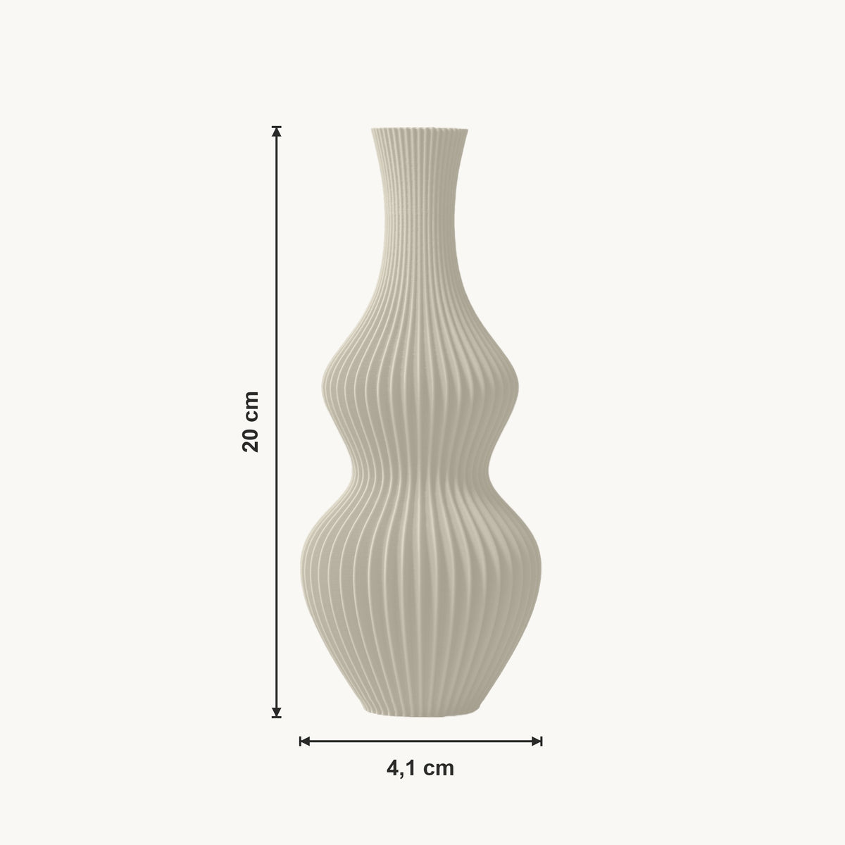 Oriel - Golvende Geribbelde Sculpturale Vaas — maat (creme-20cm)