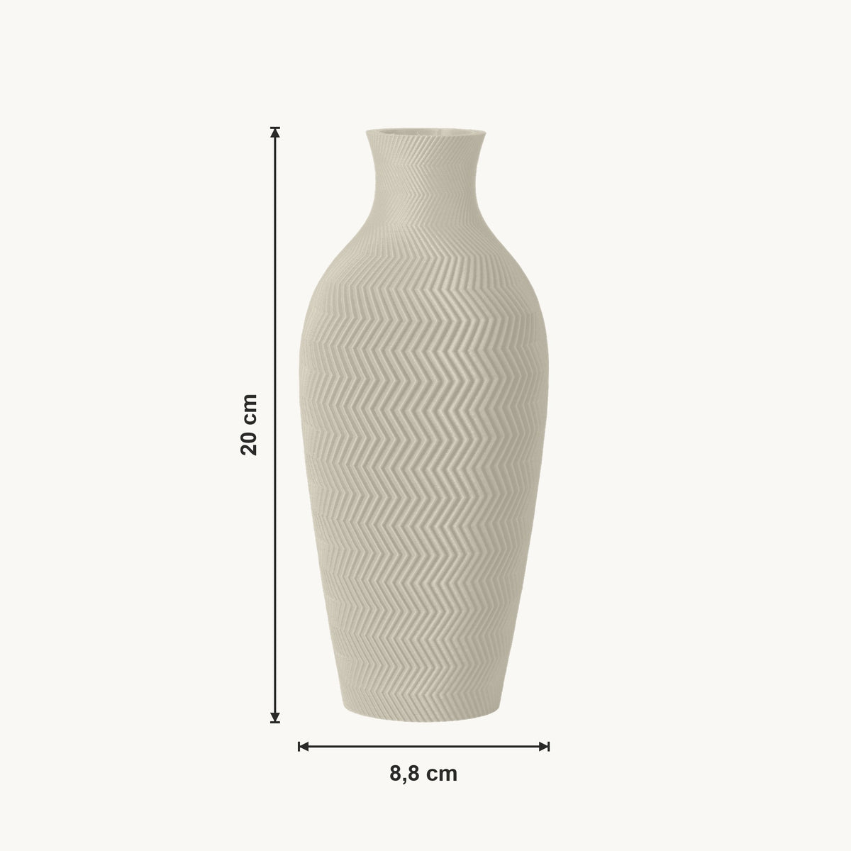 Aluna - Zigzag Taps Sculpturale Vaas — maat (creme-20cm)