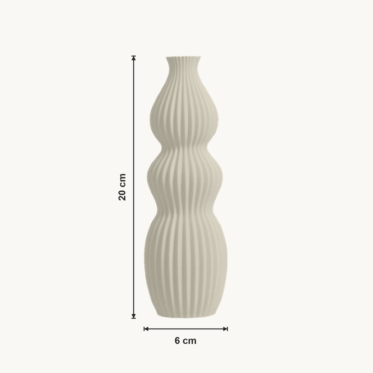 Isola - Geribbelde Golvende Sculpturale Moderne Vaas — maat (creme-20cm)