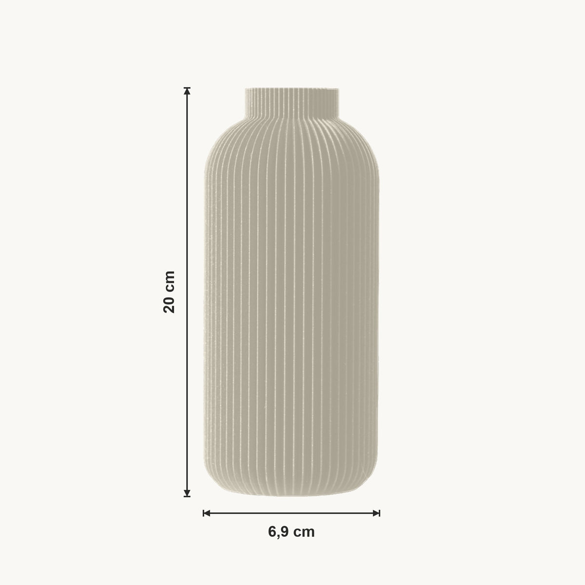Maren - Verticaal Geribbelde Gestroomlijnde Minimalistische Vaas — maat (creme-20cm)
