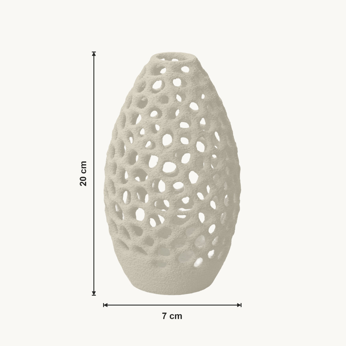 Petra - Geperforeerde Taps Toelopende Sculpturale Vaas — maat (creme-20cm)