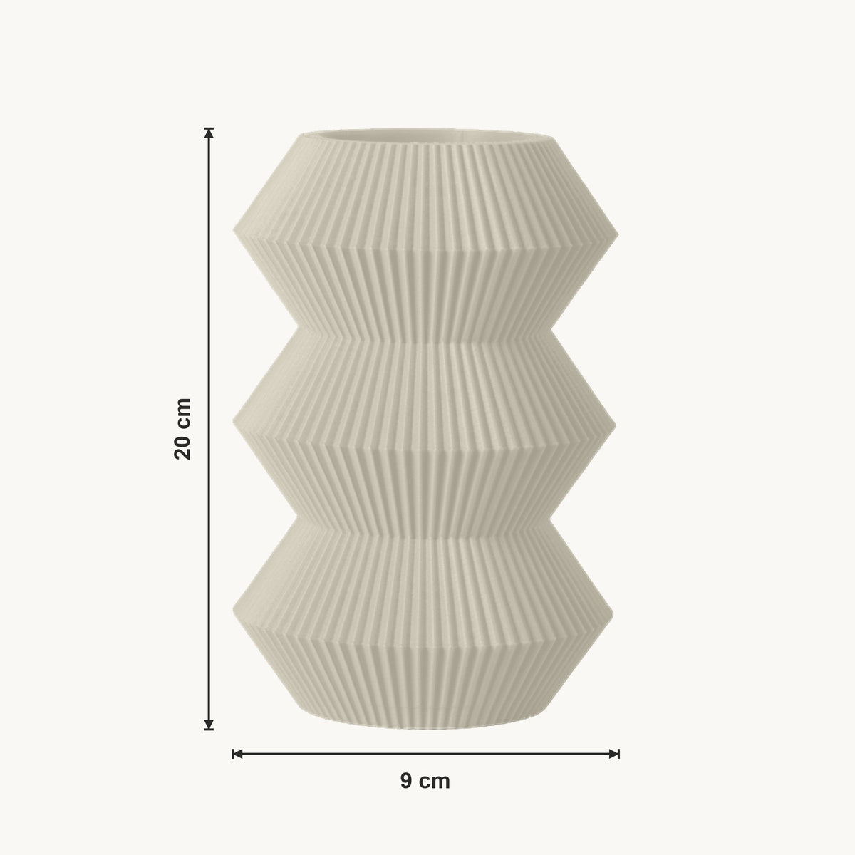 Orden - Gefacetteerde Geribbelde Geometrische Design Vaas — maat (creme-20cm)