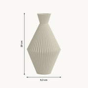 Arden - Geribbelde Facetten Geometrische Sculpturale Vaas — maat (creme-20cm)
