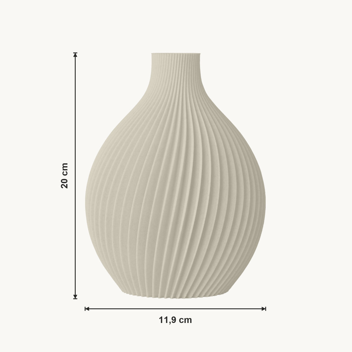Corvus - Spiraal Geribbelde Organische Moderne Vaas — maat (creme-20cm)