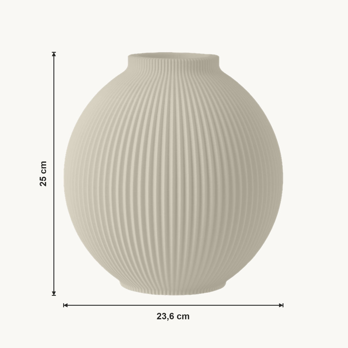 Rosa - Geribbelde Ronde Organische Vaas — maat (creme-25cm)