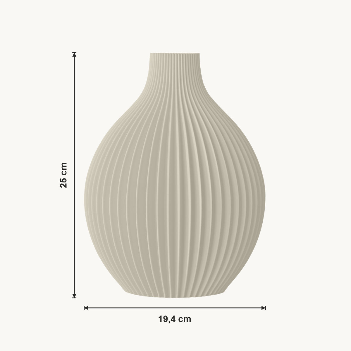 Jalen - Geribbelde Volle Organische Moderne Vaas — maat (creme-25cm)