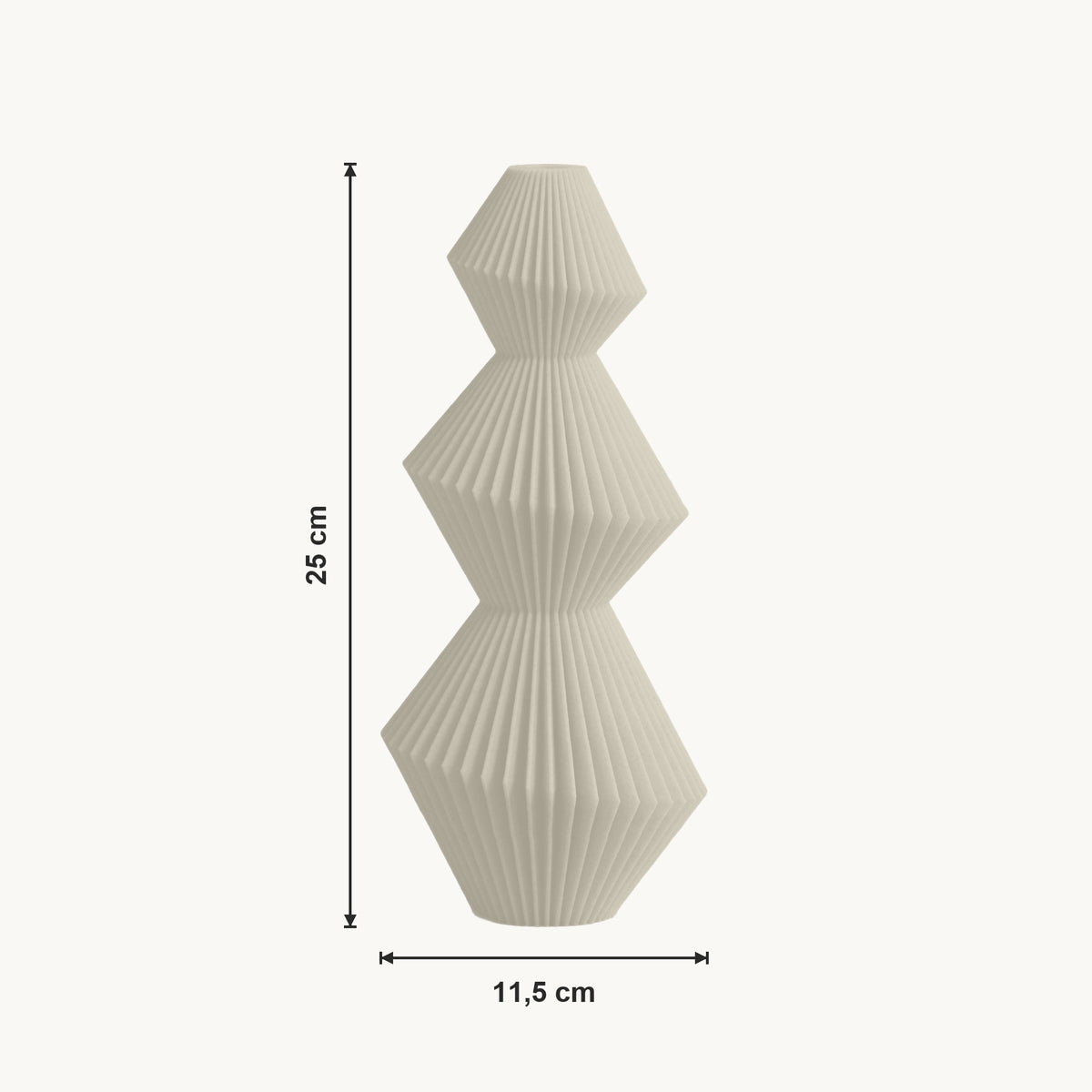 Sera - Gefacetteerde Zandloper Geometrische Vaas — maat (creme-25cm)
