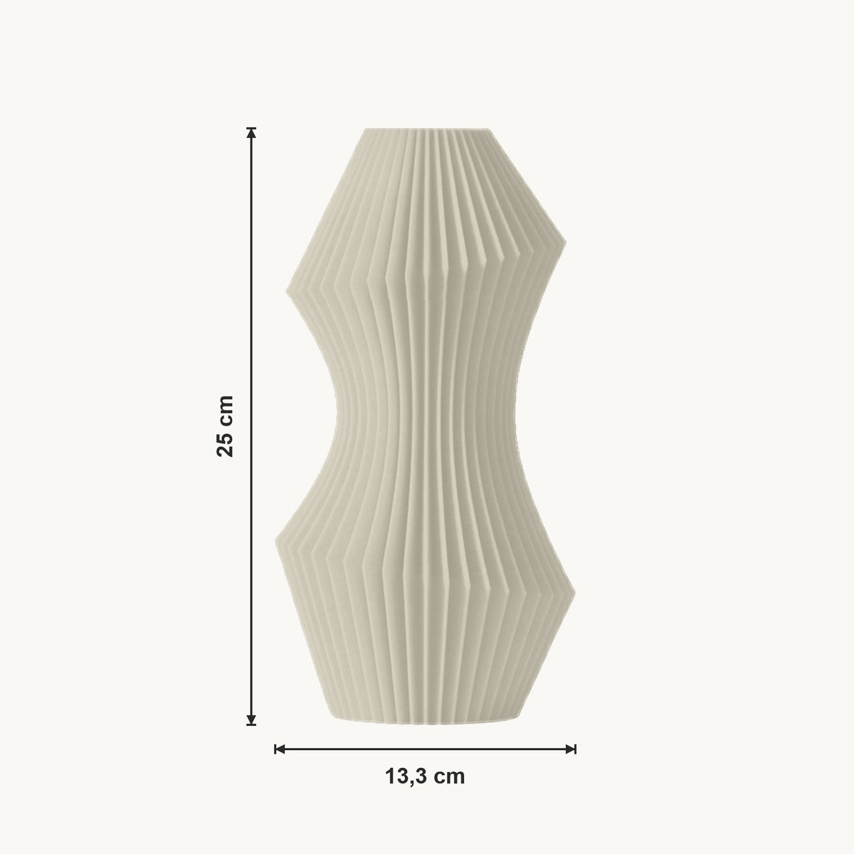 Lorin - Gegroefde Taps Toelopende Sculpturale Vaas — maat (creme-25cm)