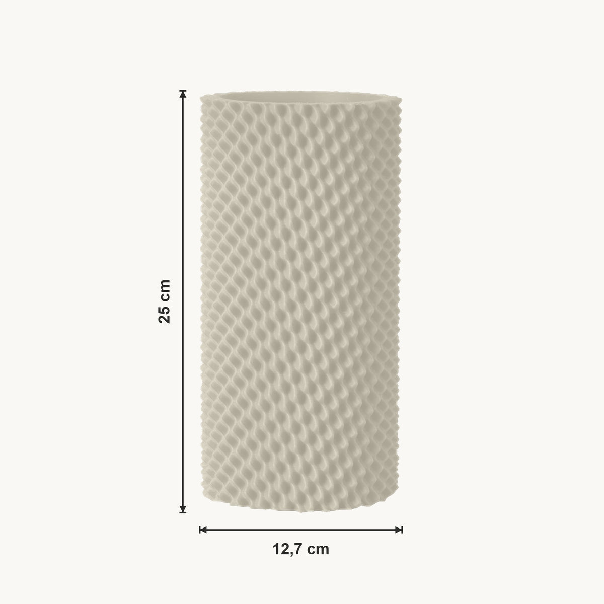 Ravon - Textuurvolle Cilindrische Moderne Vaas — maat (creme-25cm)