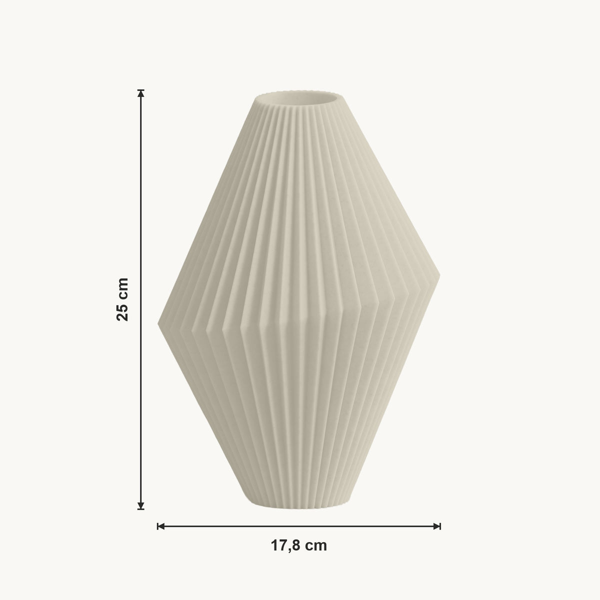 Milo - Gefacetteerde Geribbelde Sculpturale Vaas — maat (creme-25cm)