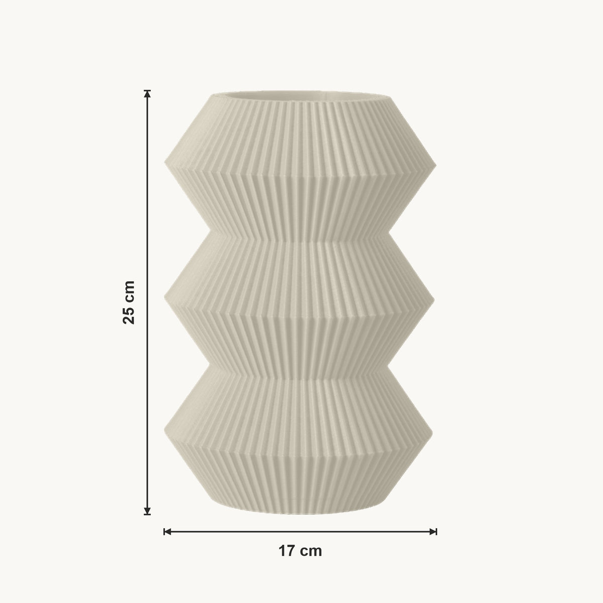 Orden - Gefacetteerde Geribbelde Geometrische Design Vaas — maat (creme-25cm)
