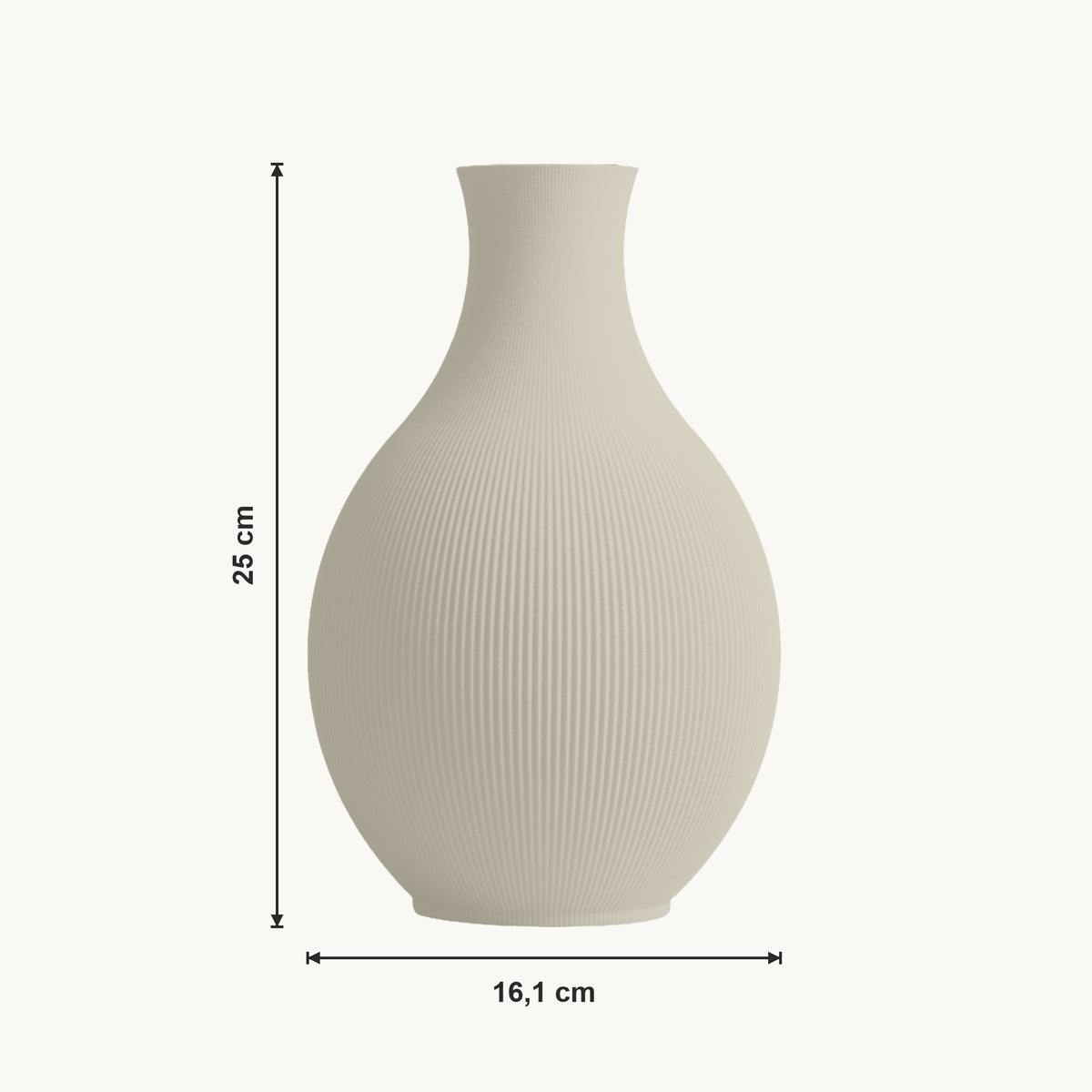 Lyric - Verticaal Ribbelig Boller Minimalistische Vaas — maat (creme-25cm)