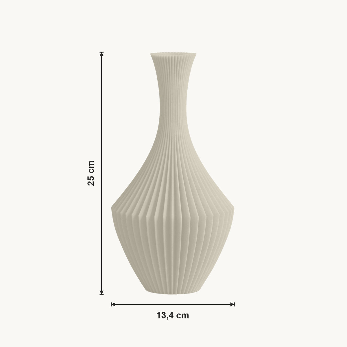 Nava - Gefacetteerde Symmetrische Sculpturale Vaas — maat (creme-25cm)