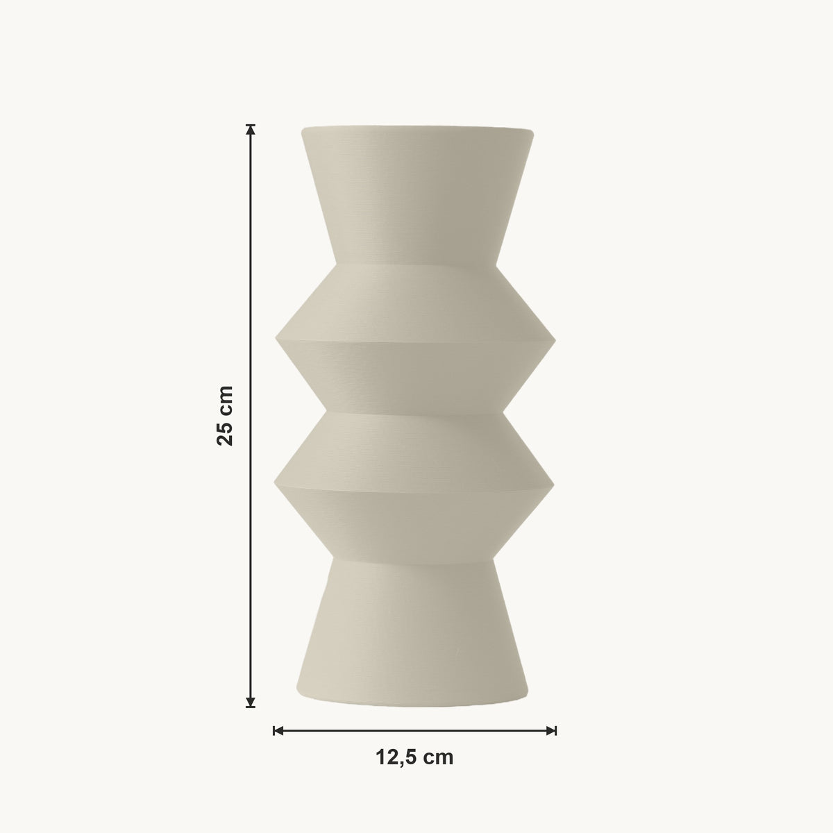 Quill - Horizontaal Geribbelde Gestapelde Geometrische Moderne Vaas — maat (creme-25cm)