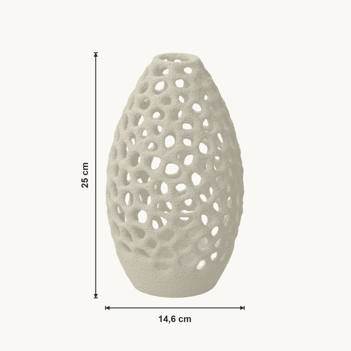 Petra - Geperforeerde Taps Toelopende Sculpturale Vaas — maat (creme-25cm)